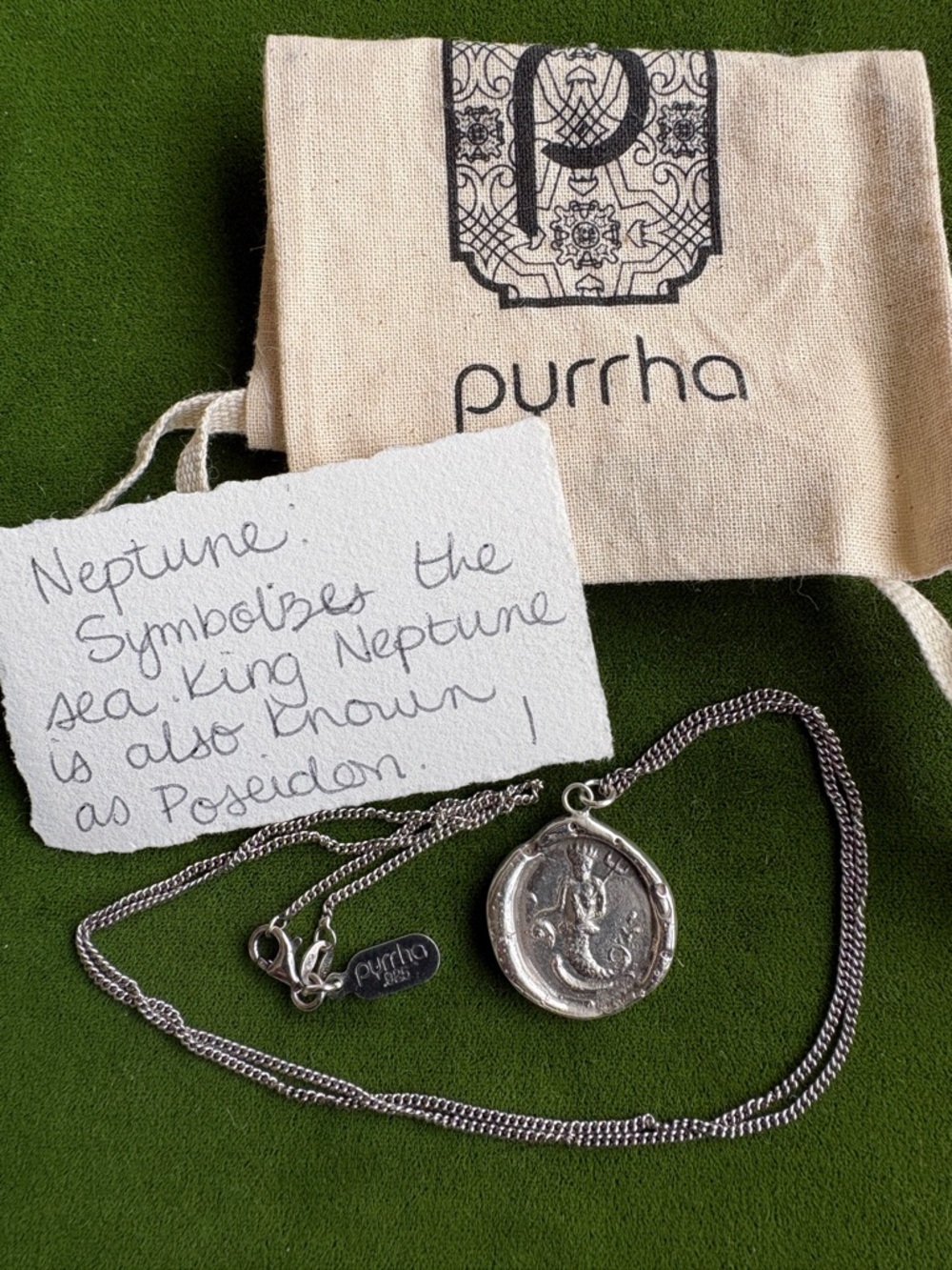 🕊️ PYRRHA Retired “Neptune/Poseidon” Talisman Necklace, Unisex, 22” Chain